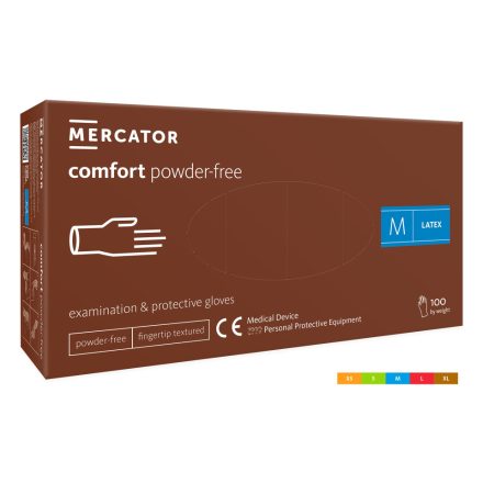 MERCATOR Comfort latex gumikesztyű púdermentes 100db - M